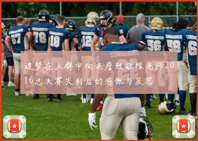 追梦在人群中向老詹致敬绿老师2016总决赛失利后的感慨与反思